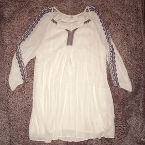 White Embroidered Swing Dress
